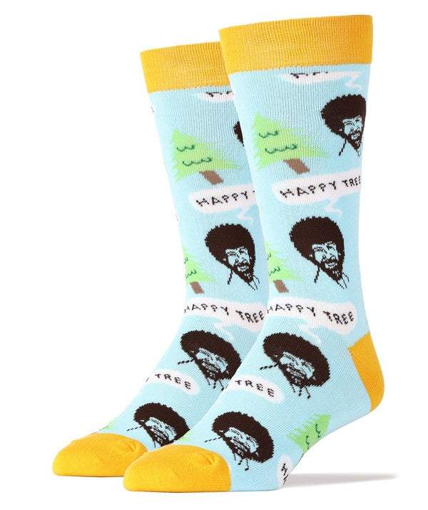 Clothing & Apparel Bob Ross Happy Tree - Men's Crew Funny So - Clothing & Apparel | MENLL